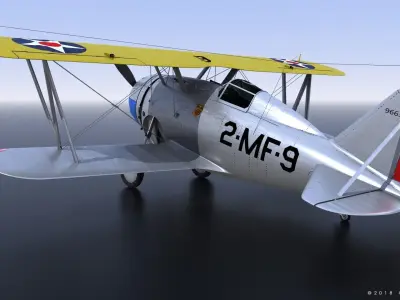 F2F-1 US Marines 1939 Low-poly 3D model