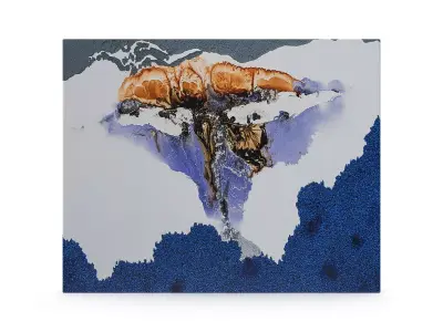 NC Print orange and bird on canvas Free 3D model