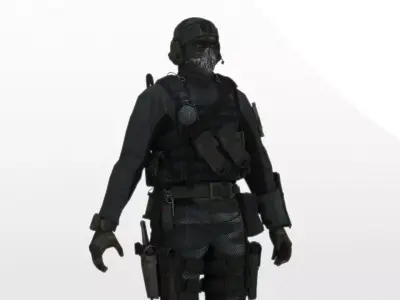 Tactical Spec Ops Soldier High-Quality Rigged  Low-poly 3D model