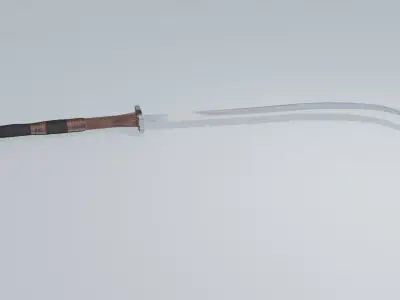realistic falx sword with wooden handle Free low-poly 3D model