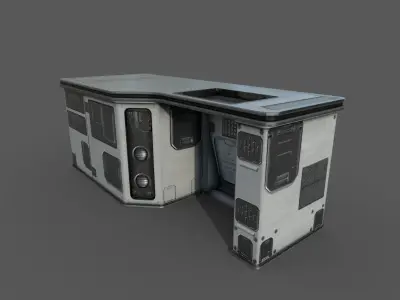 Sci fi Desk - Space Bunker Low-poly 3D model