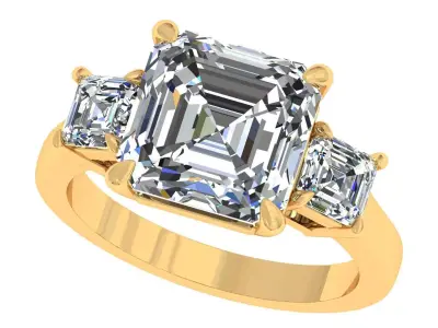 Asscher Stone Engagement Ring 3D print model purchase