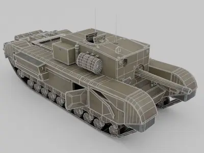 Churchill 3 inch gun carrier  Low-poly 3D model