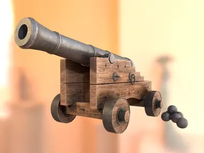 Old Cannon Low-poly 3D model shop