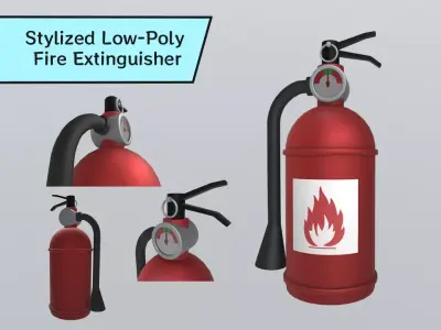 Stylized Low-Poly Fire Extinguisher Low-poly 3D model