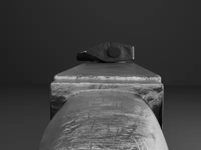 Blacksmith anvil with hammer in low-poly 3D model