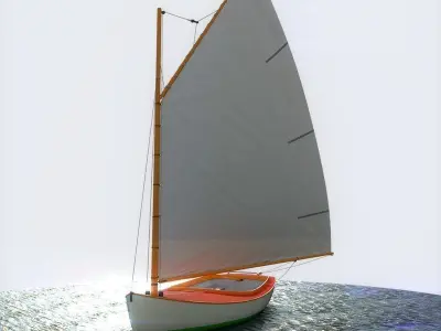 Cat Sailboat Low-poly 3D model