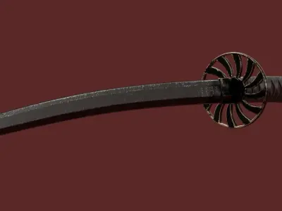 Katana Sword Blade Low-poly 3D model Low-poly 3D model