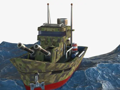 Cartoon Cosmo-Modern Military Boat  -Swift Corsair Low-poly 3D model