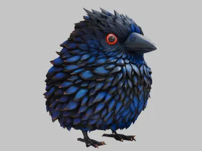 Stylized Raven 3D Model Low-poly 3D model