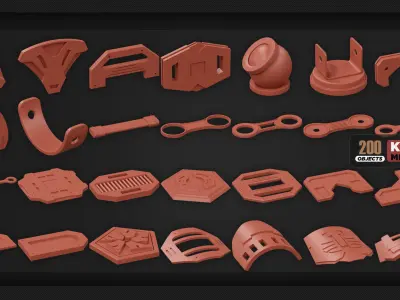 200 Objects - KITBASH - MECH PARTS - VOL 01 3D model