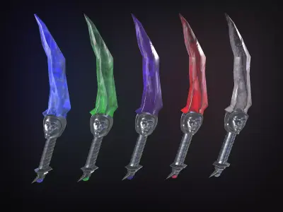 stylized fantasy dagger pack Low-poly 3D model