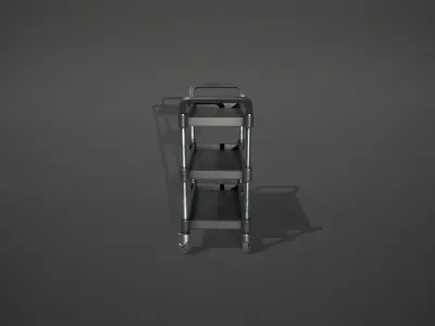 Three Tier Black Service Cart Low-poly 3D model