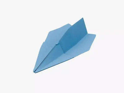 Paper Plane Blue Low-poly 3D model