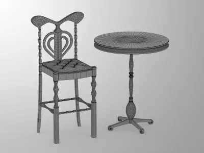 Bar Stool and Table Free 3D model