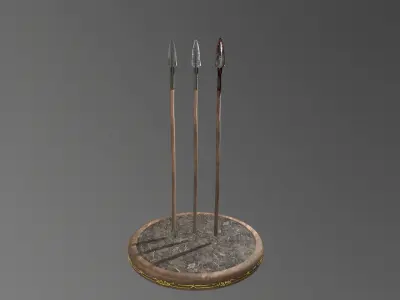 Spear 1 three arrows Low-poly 3D model