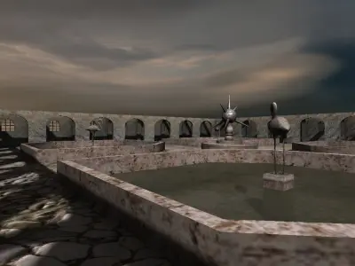 Monastery garden Low-poly 3D model