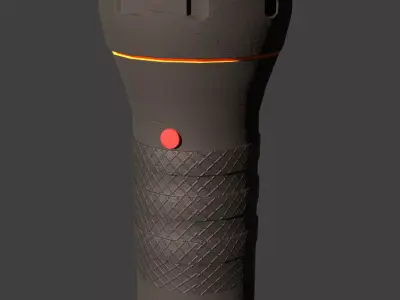 Low Poly Black Flashlight PBR Game Ready Low-poly 3D model