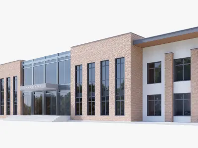 commercial building Low-poly 3D model 9