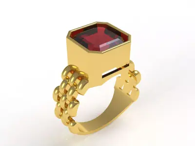 Emerald Garnet Ring 3D print model
