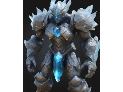 Crystal Stone Golem Low-poly 3D model