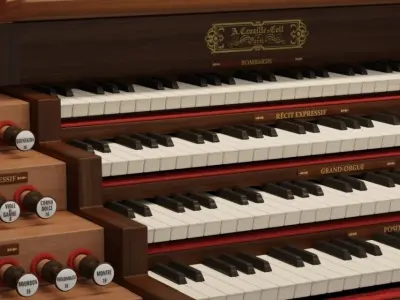 Antique cathedral pipe organ console 3D model