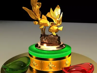 Chinese gold Ingot 3D model