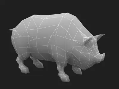 animated pig swine Low-poly 3D model