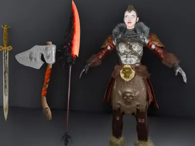 High Details Low Poly Female Viking Warrior Game Ready Character Low-poly 3D model