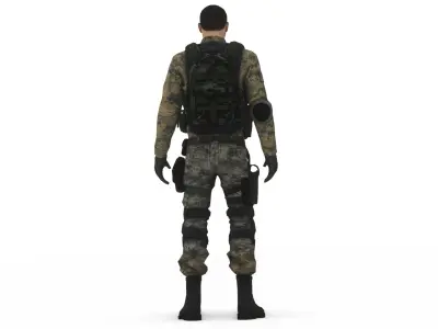  Desert Camo US Soldier Army Combat 3D Character Low-poly 3D model