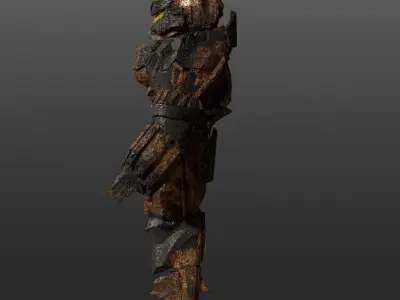 Cyborg armored samurai Low-poly 3D model