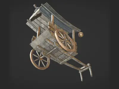 Wooden Cart 3D model 6