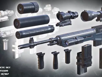 3DRT - M14 rifle Low-poly 3D model