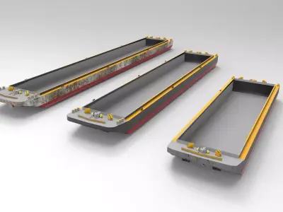 Barge three trains 3D model