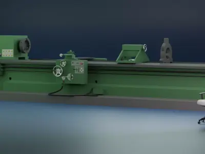 Skoda Lathe Machine-High-Quality Industrial 3D Model Low-poly 3D model