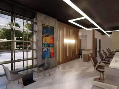 Modern Barbershop Interior 3D Model for Sale 3D model