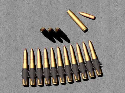 Mauser rifle cartridge for 98k MG 34 MG42 Germany Free 3D model