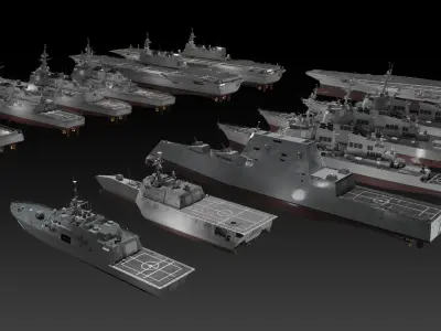 Modern warship Asia Pacific navy 3D Model Collection