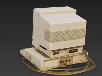Retro 1980s Personal Computer Terminal 3D Model Low-poly 3D model