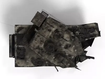 Tank Destroyed Low-poly 3D model