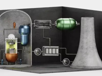 Nuclear Reactor V2 - Power Plant Isometric Low-poly 3D model