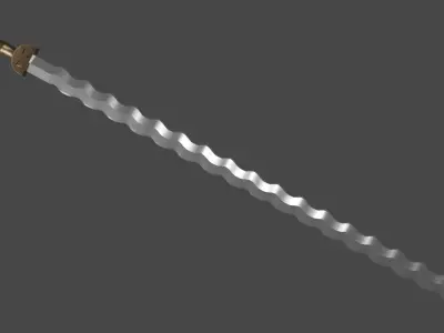 Flamberge sword with Gladius handle Low-poly 3D model