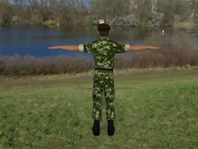 soldier russian in camouflage uniform Low-poly 3D model