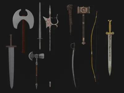 Ancient Soldier with Weaponns 3D model