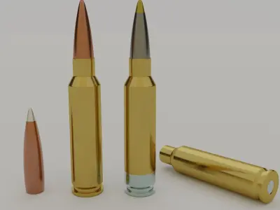 68x51mm 277 FURY  NGSW ammo Low-poly 3D model