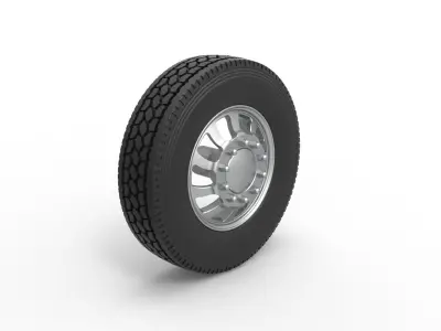 Front custom wheel of semi truck Version 8 Scale 1 to 25 3D print model