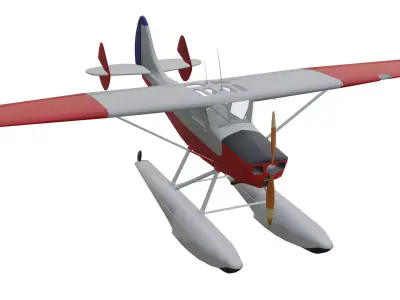 Seaplane Cessna L-19 Bird Dog Low-poly 3D model
