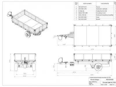 WG 0019 - One-axle trailer with springs 3D model