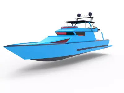 blue yacht 3D model