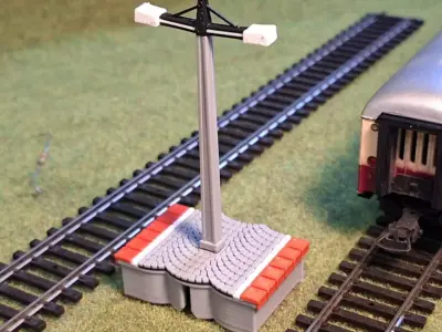Double Edge Platform Light Poles Module 1-87 FDM color 3D print model